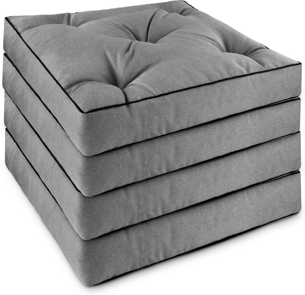 Stuhlkissen 50x50 cm 4er Set, 10 cm dick, wasserabweisend, Produktbild 