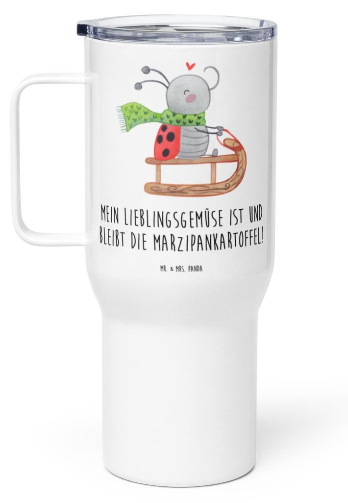 Mr. & Mrs. Panda thermosbecher Smörle Rodeln - Weiß - Geschenk, Weihnachten, Schlittenfahren, Kaffee-to-go-Becher, Thermobecher, Thermos-Becher, ...