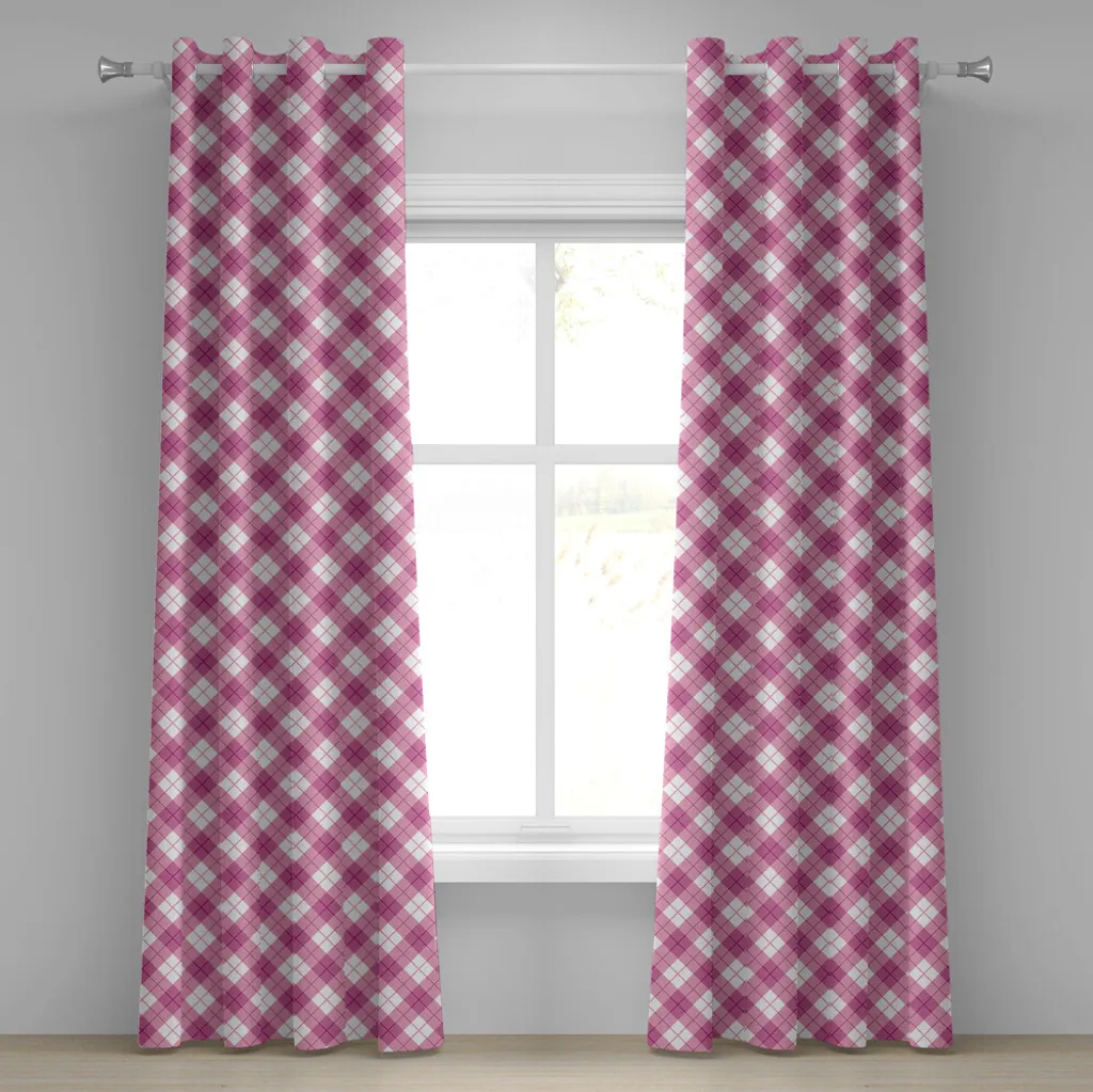 Rideau géométrique diagonal fuchsia en tissu doux de haute qualité 280cm