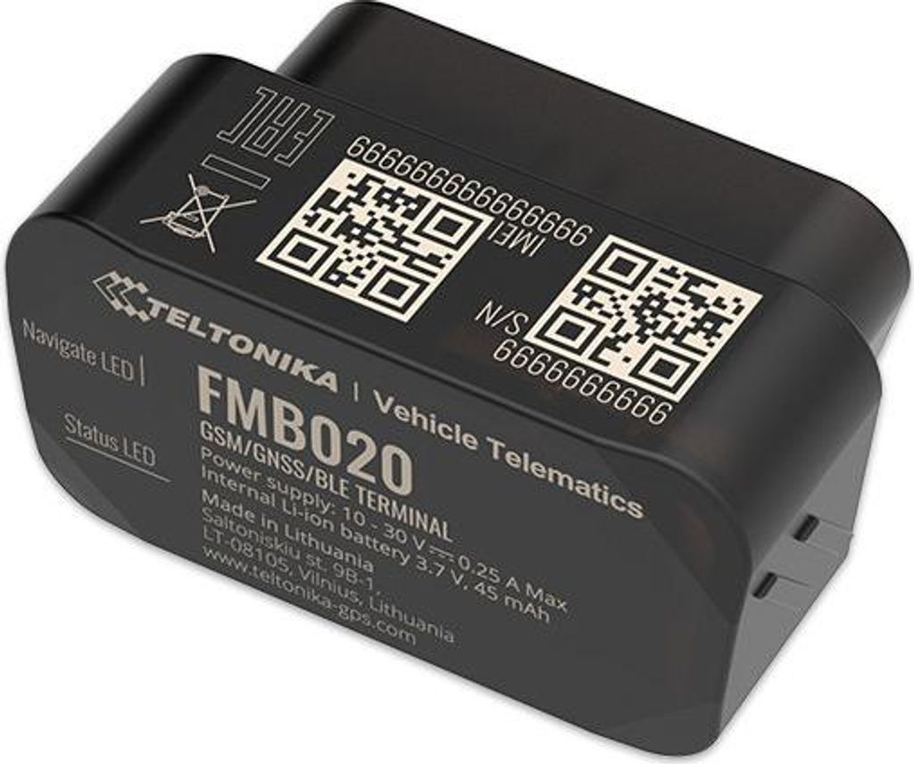 Teltonika FMB020, Auto, Černá, Prachuodolný, Single SIM, Obrázek produktu 
