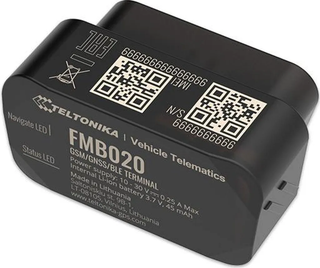 Suivi de Flotte Automobile Teltonika FMB020 Tracker GPS OBDII Temps Réel