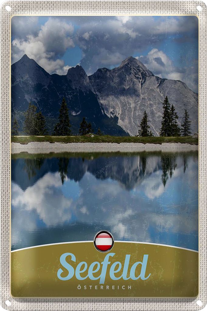 Blechschild Reise 20x30cm Seefeld Österreich Wald wandern Natur