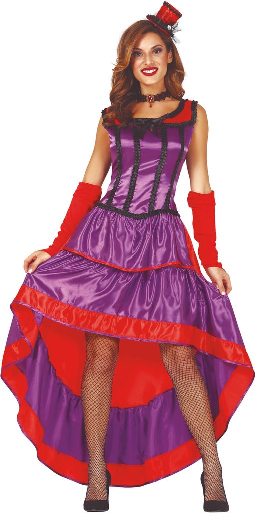 Burlesque Königin Elegantes Kostüm Varieté Showgirl Tanz Glamour Rüschen Choker Theater Flammenrot Lila, Größe: 36 - 38 (S) Farbe: Lila