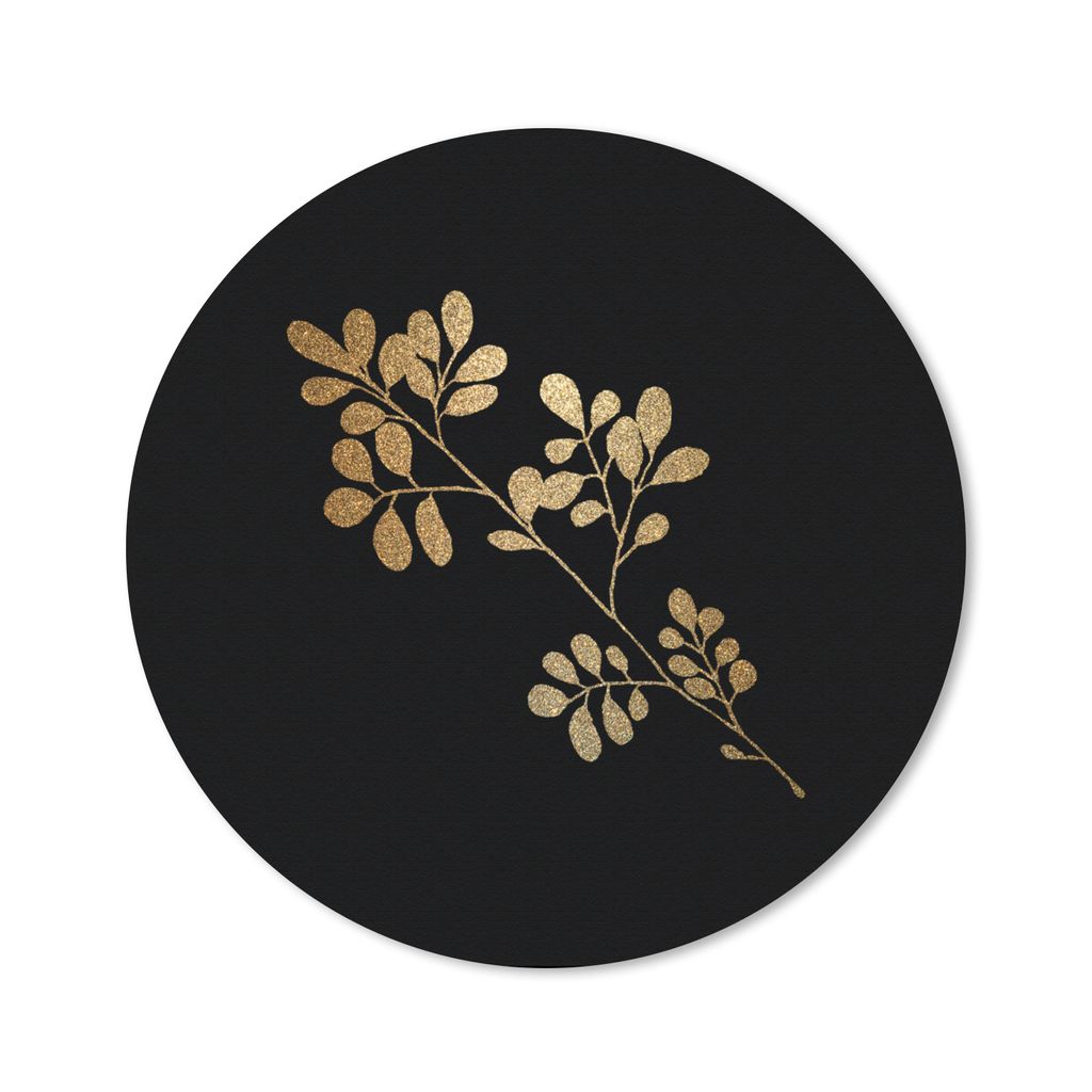 MuchoWow Mauspad Mousepad Gold - Pflanze - Blätter 40x40 cm - Mousepads - Maus Mat - Pad - Mausunterlage - Schreibtisch Accessoires