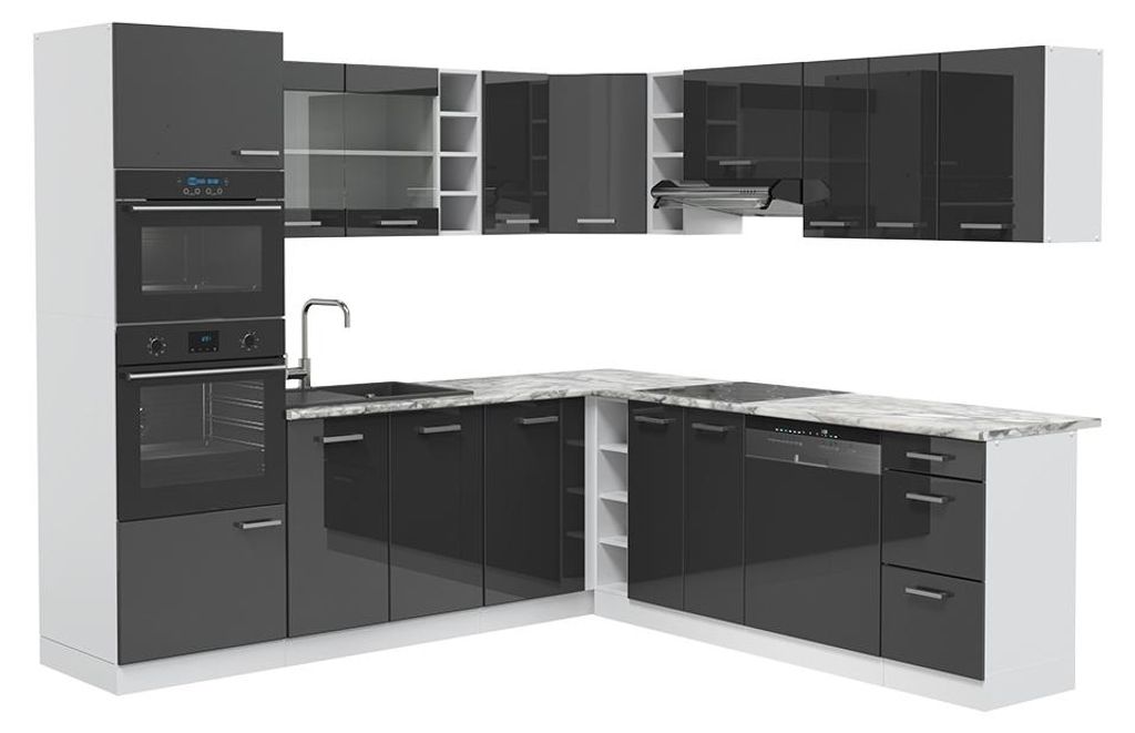 Eckküche Vicco R-Line Anthrazit Hochglanz/Weiß 247 x 237 cm Produktbild 