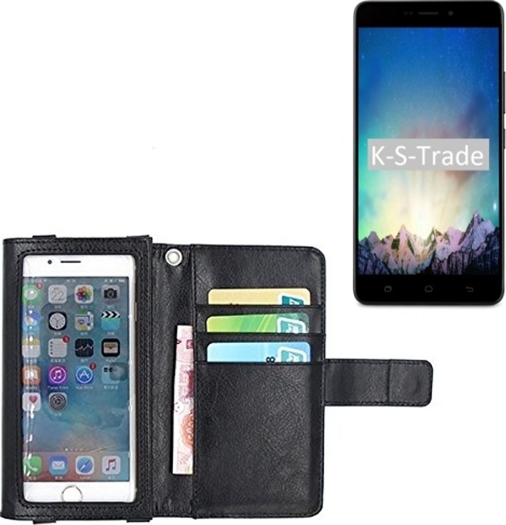 K-S-Trade Handy Hülle Schutz Hülle Kompatibel mit Medion Life X5520 Case mit Displayschutz / Schutzfolie Flip Cover Wallet case Etui Hülle schwarz