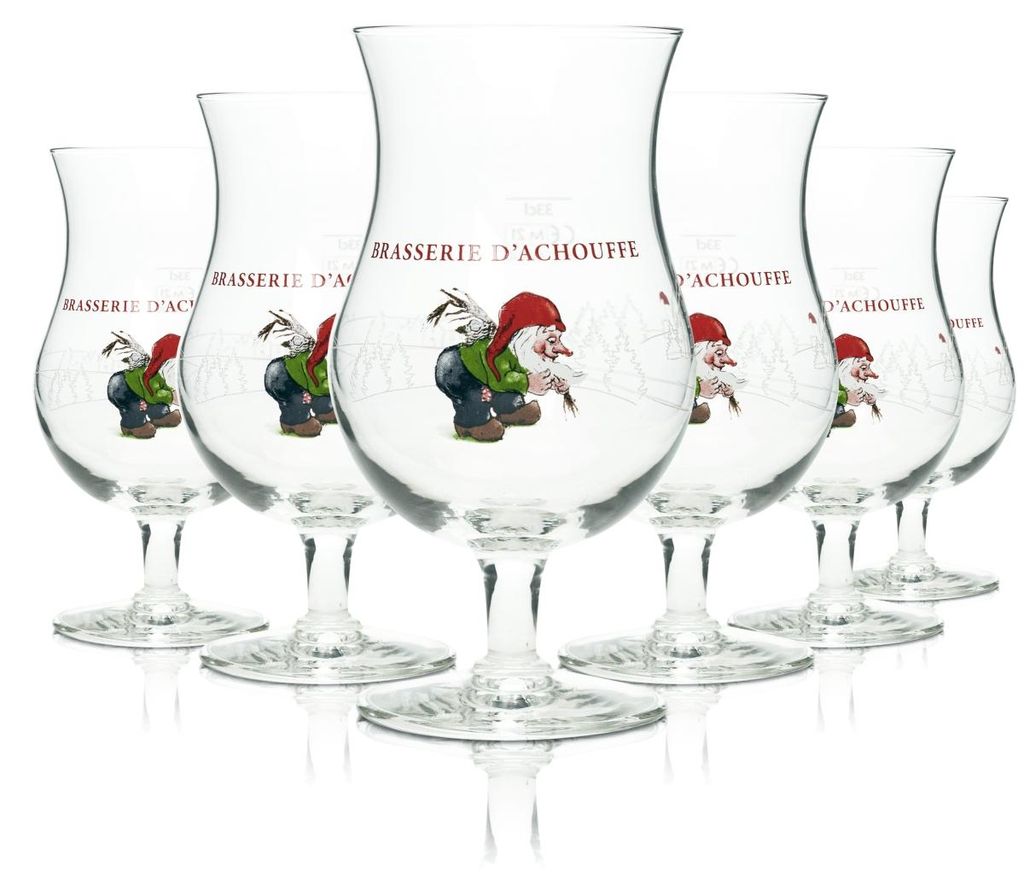 6x Brasserie D' Achouffe Bier Glas 0,33l Pokal Half Pint Produktbild 
