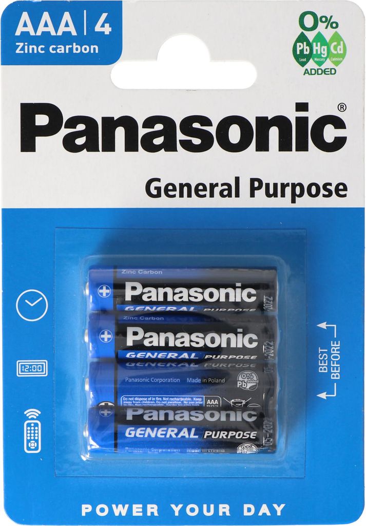 Panasonic AAA Zink-Kohle Allgemeiner Gebrauch | 4 Stück Produktbild 