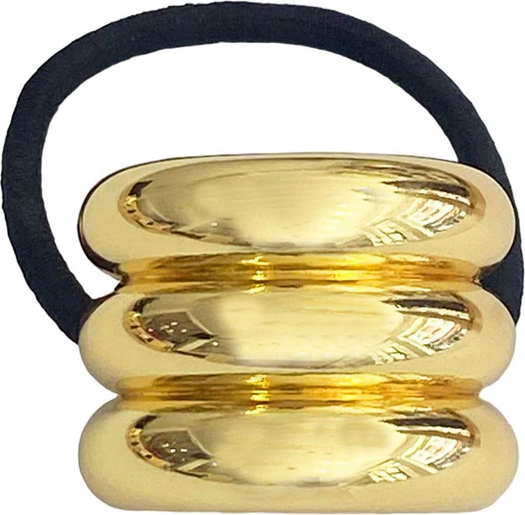 Haargummi mit Struktur-Schmuck – Skulptural Gold