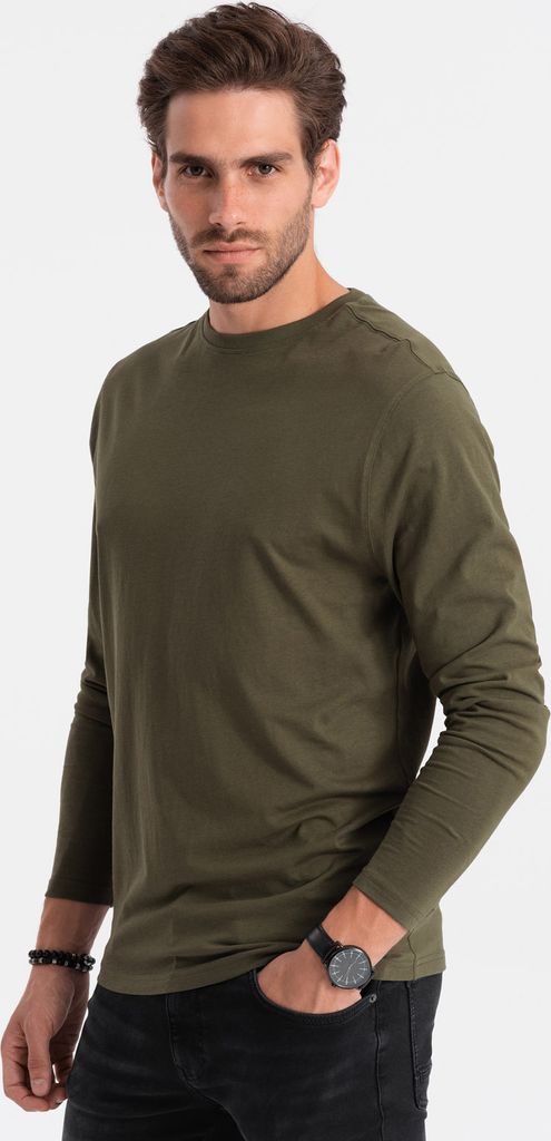 Ombre Clothing Langarm-T-Shirt für Männer Eliwn dunkles oliv XXL