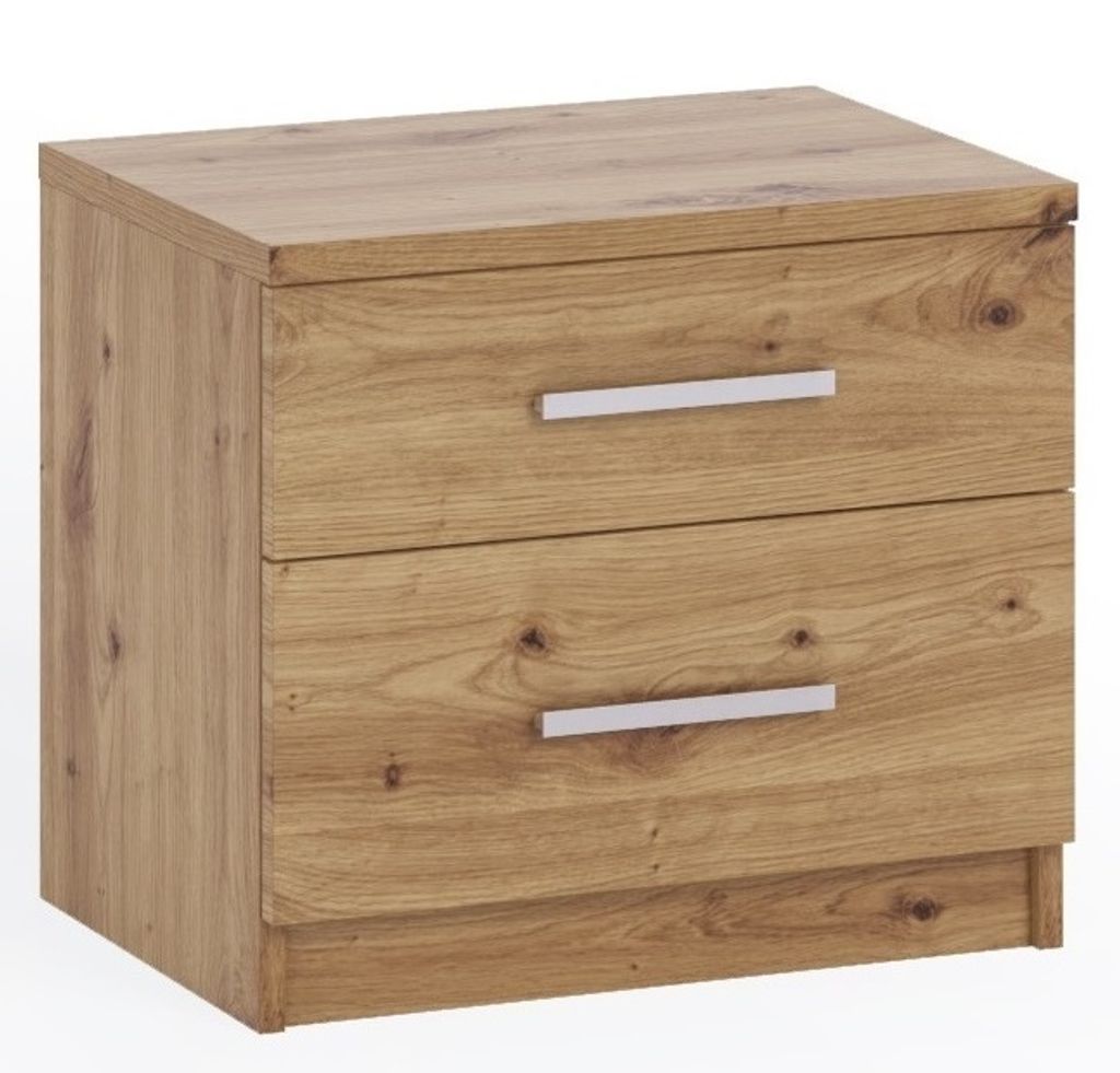 Nachtschrank BONO SNOC 50 cm Eiche artisan kleiner Nachttisch mit zwei Schubladen Schlafzimmer