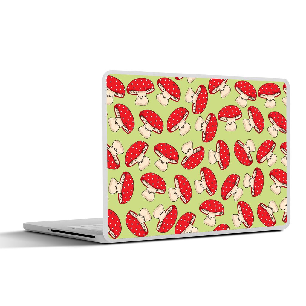 MuchoWow Laptop Aufkleber Sticker Cover Pilz - Rot - Muster 31x22.5 cm - Laptop-Deko