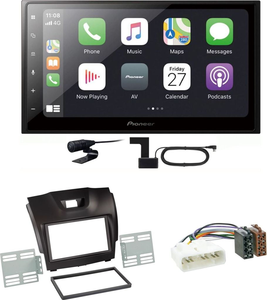 Pioneer SPH-DA250DAB CarPlay Android Auto Bluetooth Einbauset für Isuzu D-Max 2