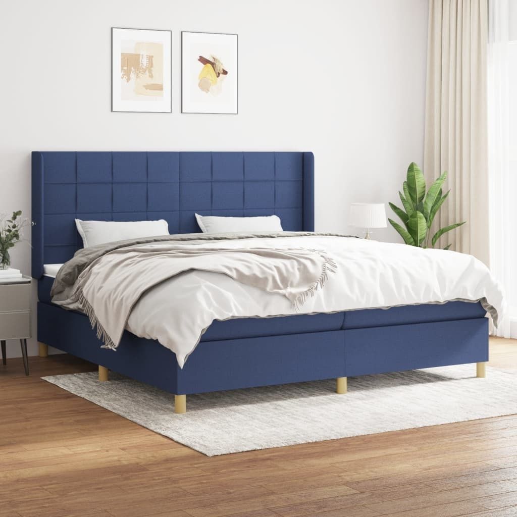 The Living Store Boxspringbett mit Matratze Blau 200x200 cm Stoff