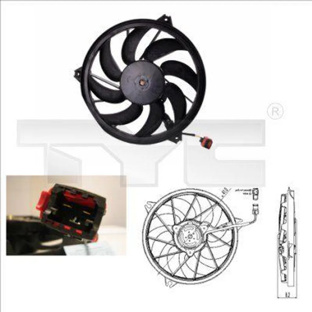 Ventilateur de radiateur TYC 826-0004 pour 206 équivalent OE 1253C9