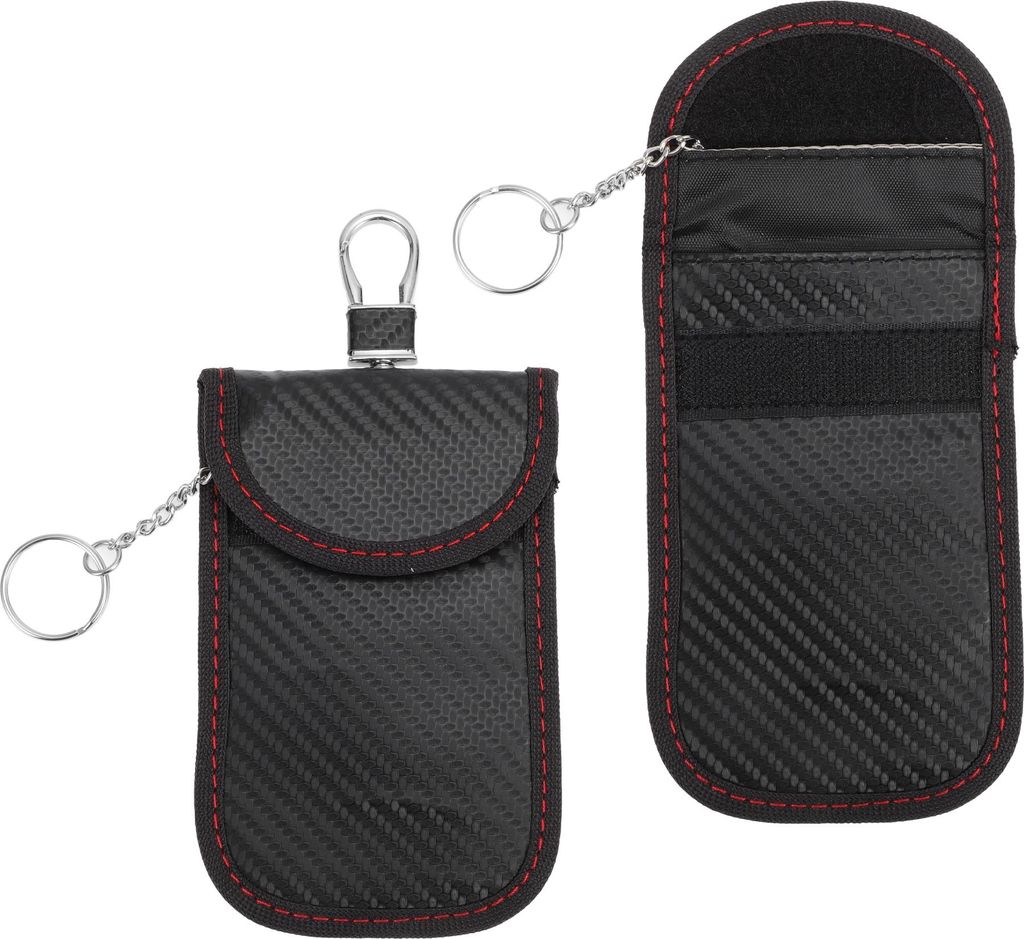 2 Stück, Auto Faraday Tasche, RFID Signal Blockierende Taschen Universal für Autoschlüssel Keyless Starter, Schlüsselanhänger Schutz Carbon Fi...