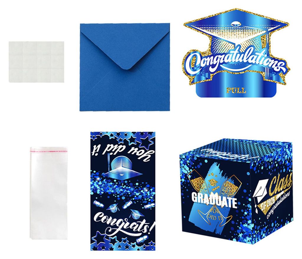 Geschenkbox für Abschlussfeiern, stabile Kartonbox mit Geschenkkartenhalter, wiederverwendbar, elegant, ideal für Partydekorationen und Gastgesch...