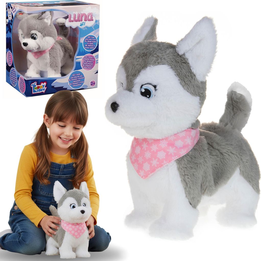 Puppy Luv – INTERAKTIVER Husky Hund, Plüschhund für Kinder Luna, 4 KLÄNGE 2+