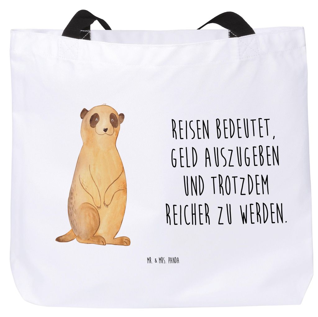 Mr. & Mrs. Panda Schultasche Erdmännchen - Weiß - Geschenk, Spruch, Tasche, Afrika, Roadtrip, Reisen, Einkaufstasche, Reisetasche, Strandtasche, ...