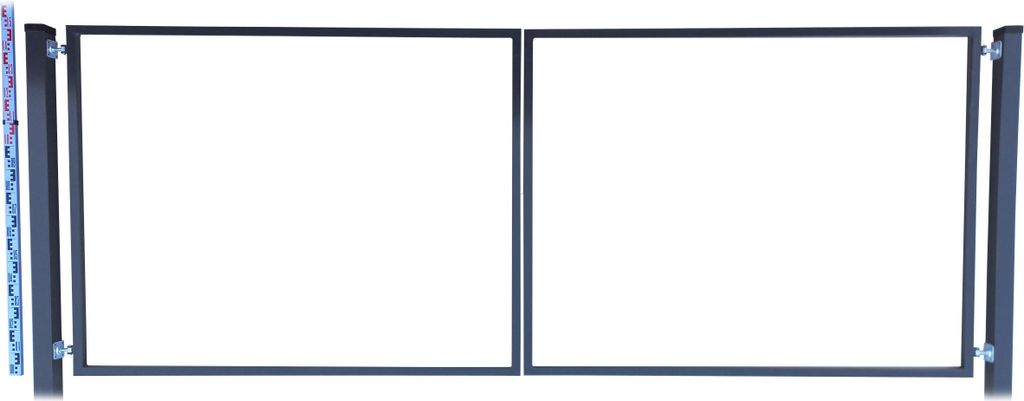Doppelflügeltor -Rahmen für Zaunlatten und Paneele 150 cm Graphit RAL7016 + PFOSTEN | Zaunlatten zweiflügelige Toranlage Einfahrtstor Doppelstab...