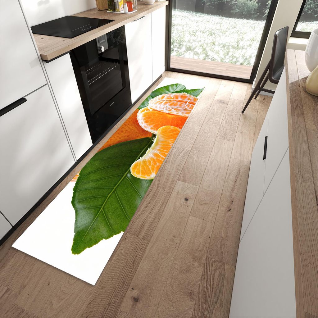 Küchenteppich 60x270cm rutschfest & abwischbar PVC Läufer - Frische Mandarine