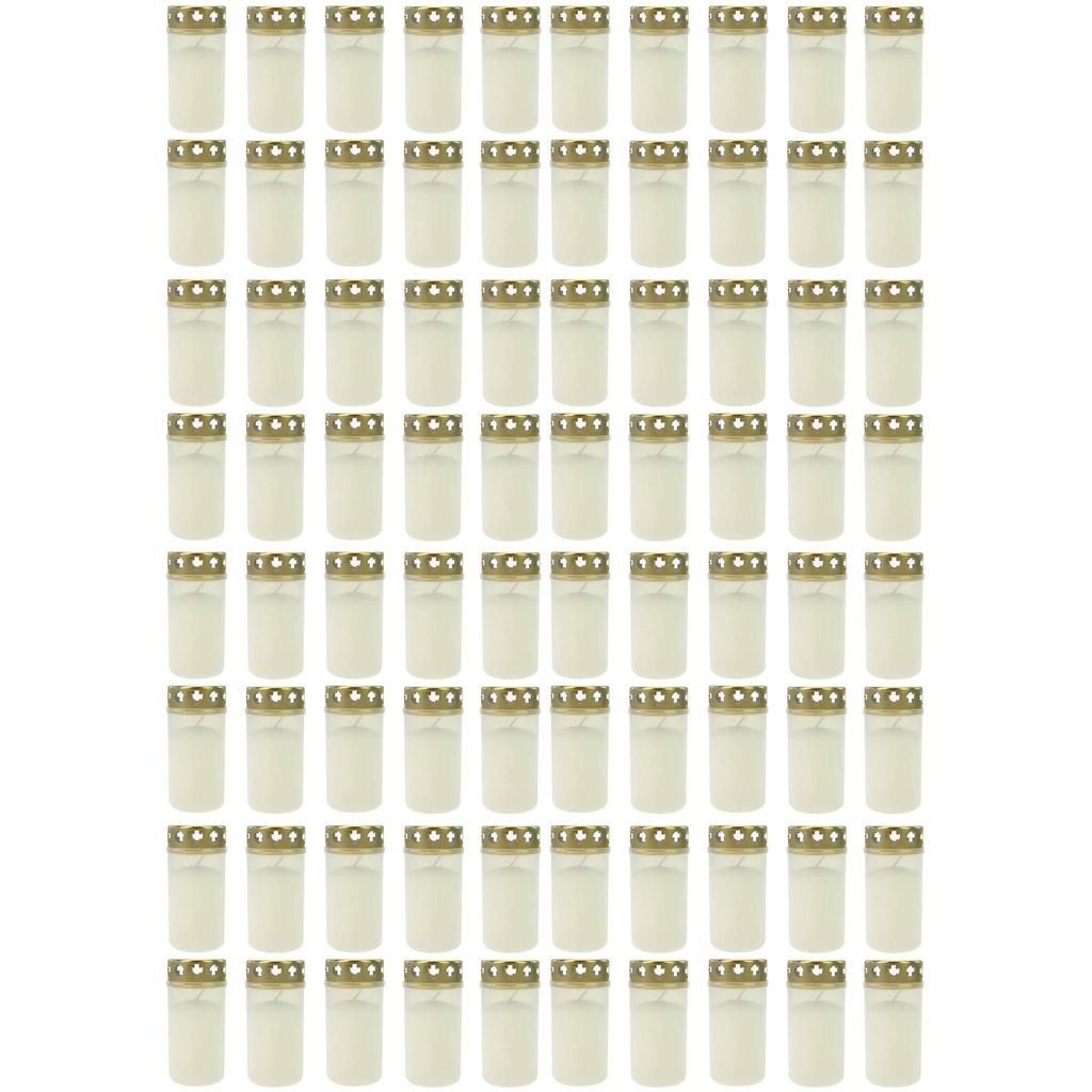 80x Grablicht Brenner Nr. 3 Weiß mit Deckel Grabkerzen Produktbild 