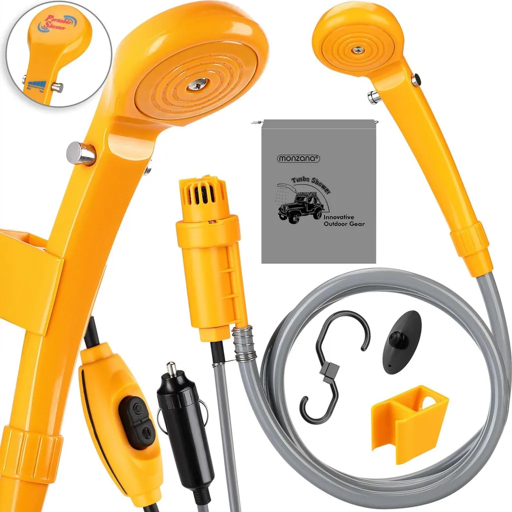 Douche de camping 12V à pression réglable et câble long de 5m pro
