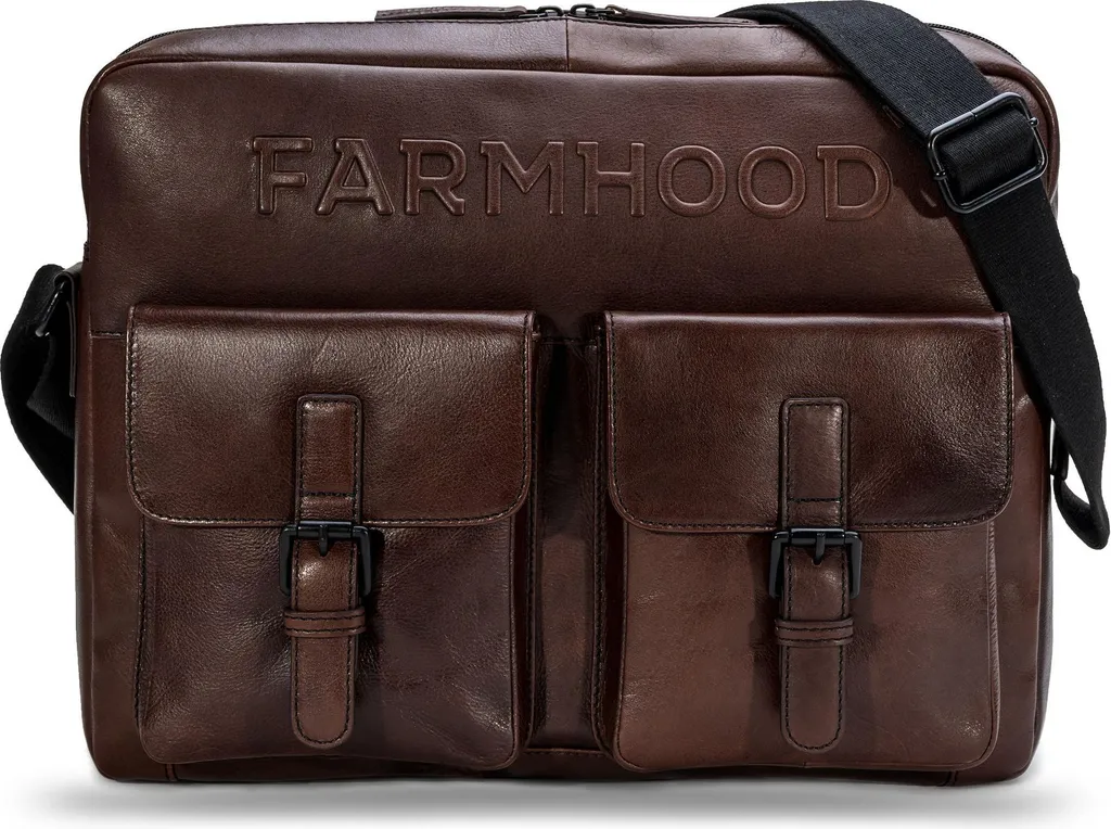 Sac à Épaule Memphis en Cuir avec Compartiment PC Portable Dark Brown