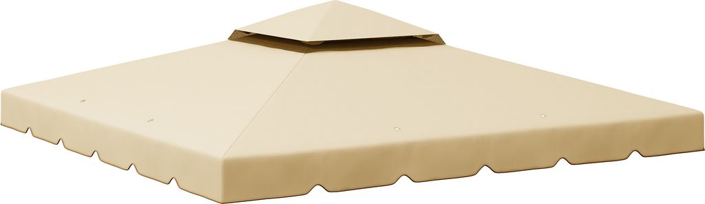 Outsunny Ersatzdach für Doppeldach-Pavillon, 3 x 3 m, Ersatzabdeckung für Pavillon im Freien, Pavillon mit 8 Entwässerungslöchern, Beige