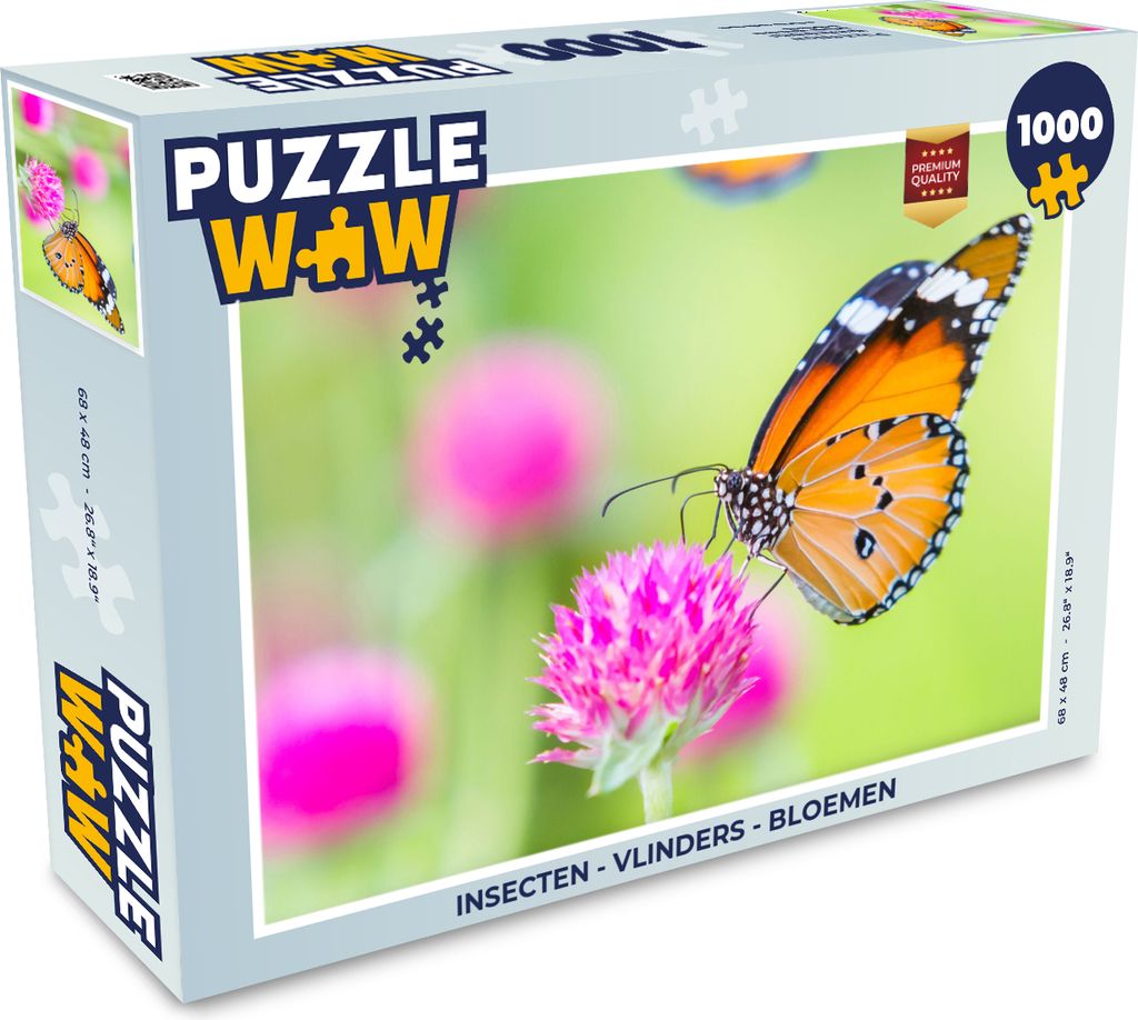MuchoWow Puzzle 1000 Teile Insekten - Schmetterlinge - Blumen - Erwachsene - Rätsel