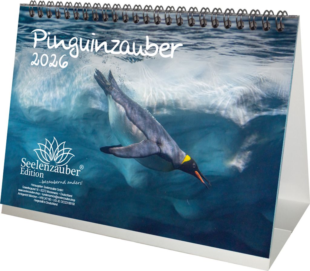 Pinguinzauber DIN A5 Tischkalender für 2026 Pinguin - Seelenzauber