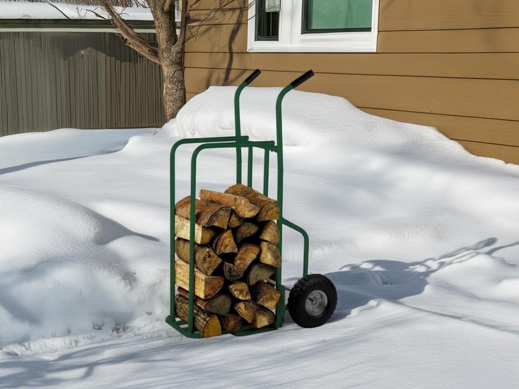 Toolland Brennholzwagen für Kaminholz, grüner Holzwagen mit Produktbild 