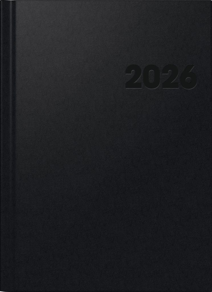 A black diary with the year 2026 embossed on the cover.