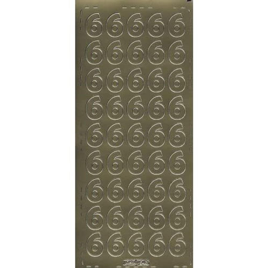Konturensticker gold Zahl 6