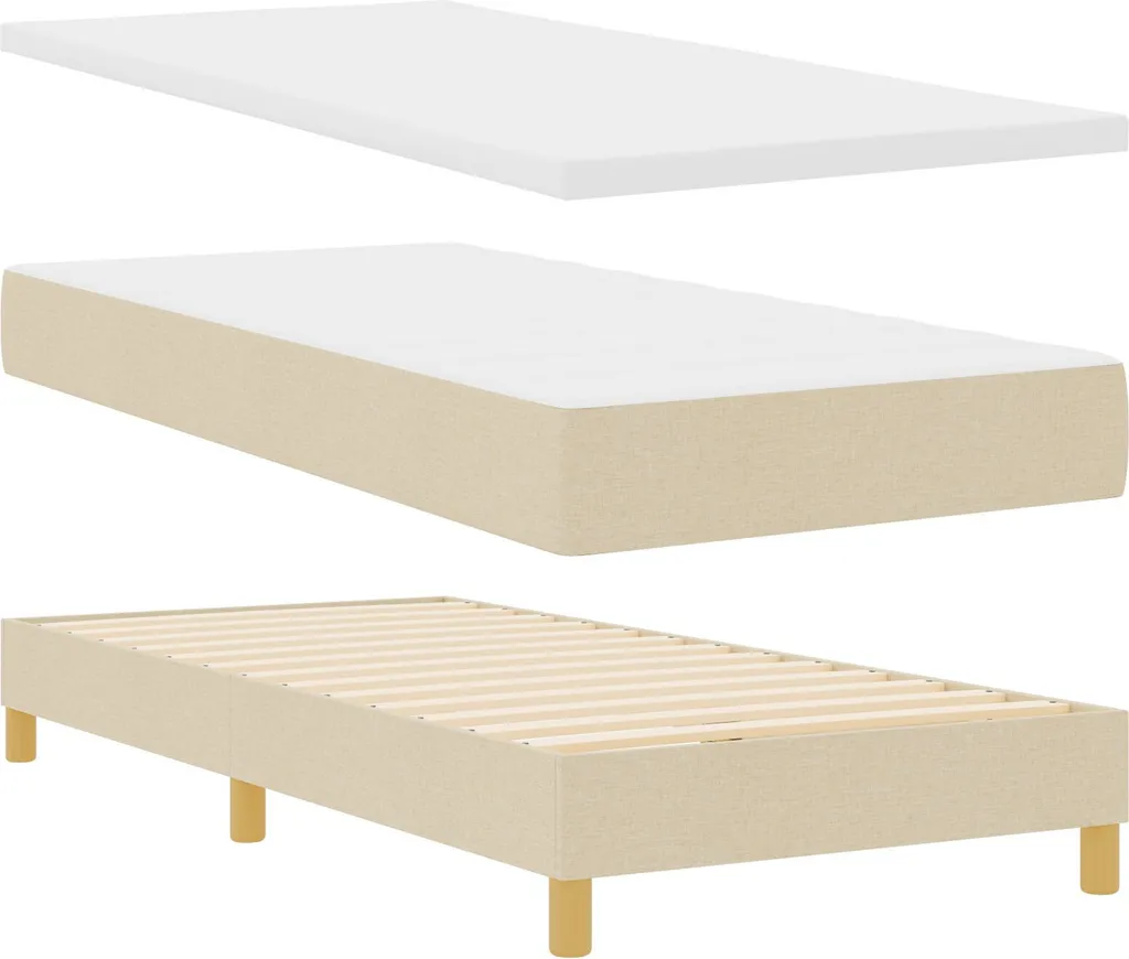 Lit Boxspring 90x190 cm avec matelas Crème : finis les maux de dos