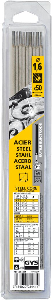 GYS 50 Elektroden Stahl 1,6 mm - Blister, 1 Stück Produktbild 
