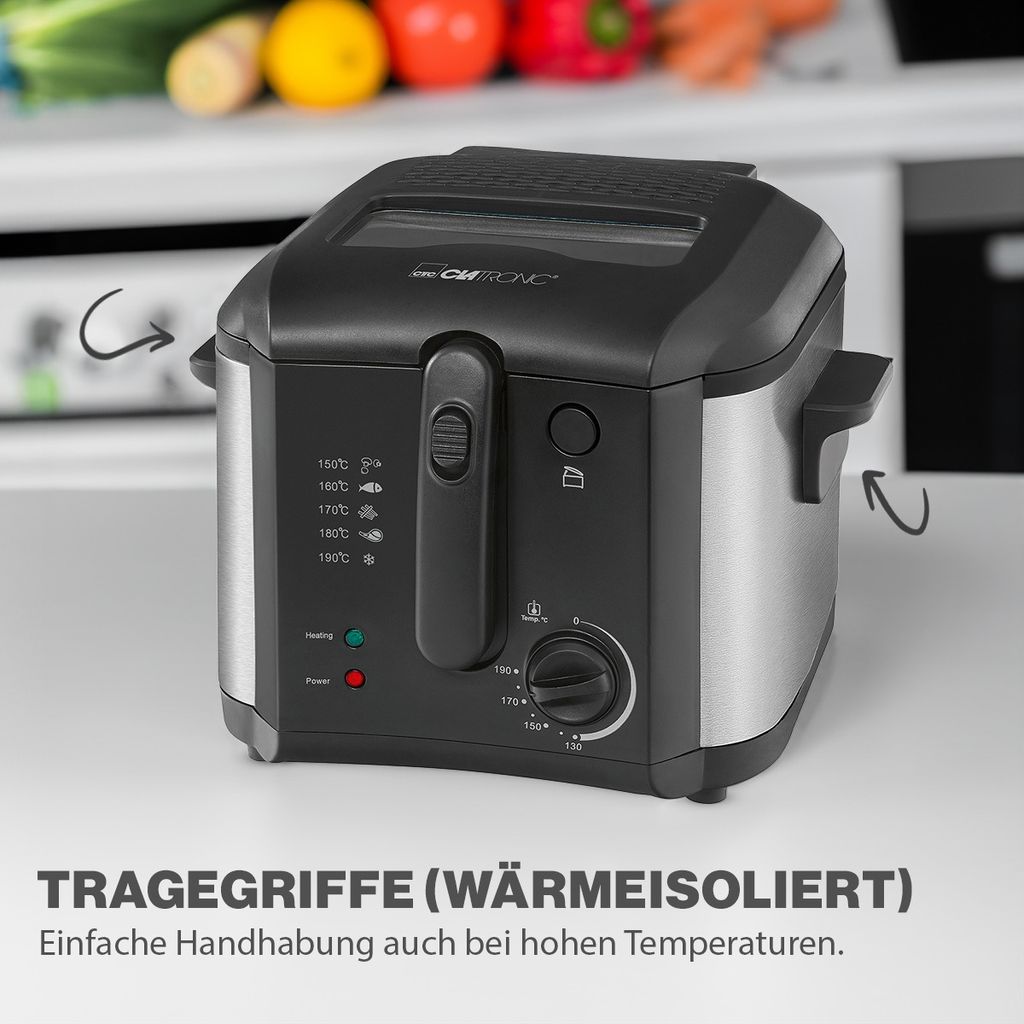 Clatronic® Friteuse mit Fett | 2,5 L | Fritteuse 130-190°C Produktbild 5