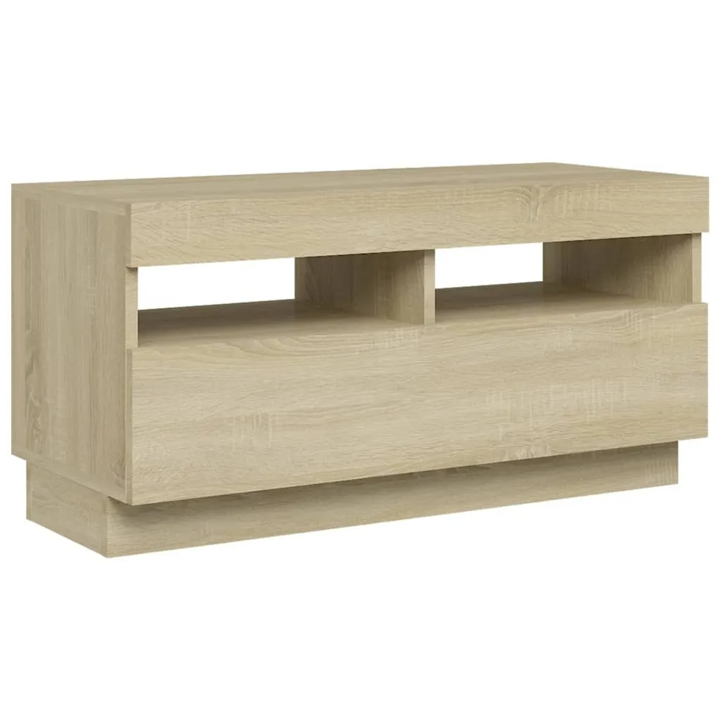 Mobile Supporto TV 80x35x40 cm Rovere Sonoma - Robustezza e LED - 1