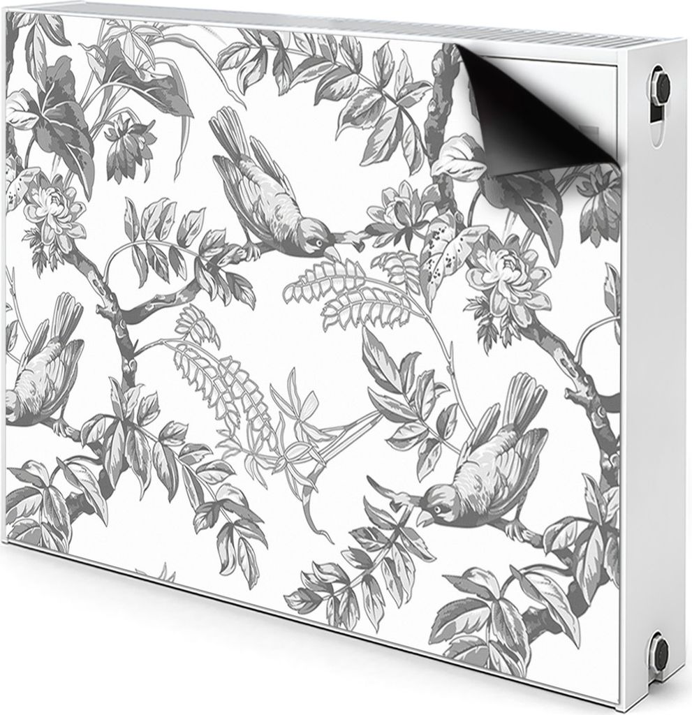 Magnet Heizung Verkleidung Abdeckung Heizung Heizkörperabdeckung 80x60 cm - Grau, Vögel