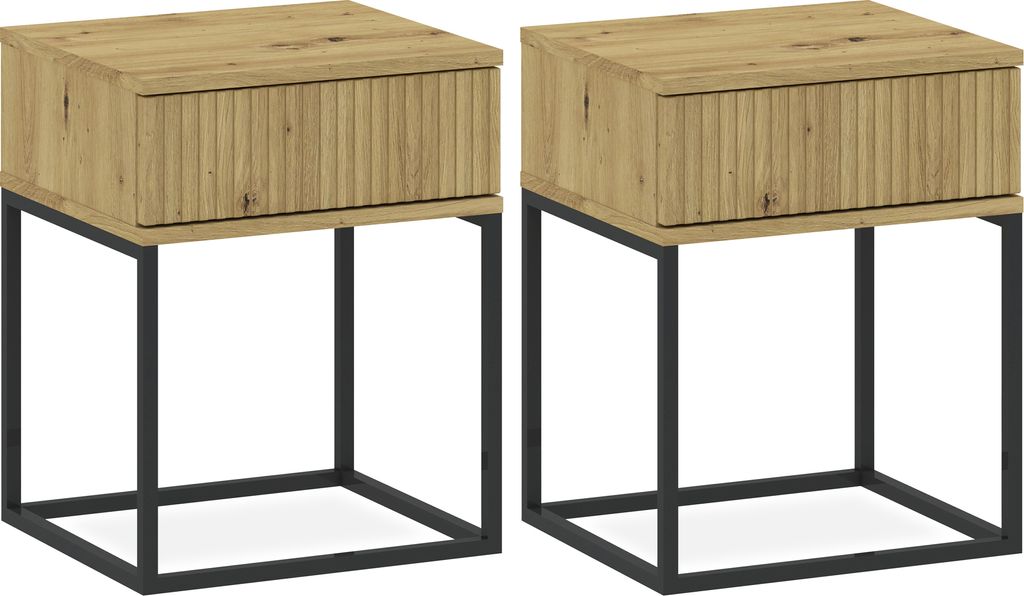 Nachttisch RECTUS 2-er Set, Nachtschrank, Modern, 39x40cm