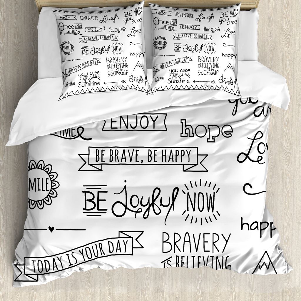 ABAKUHAUS Abenteuer Bettbezug, Verschiedene glückliche Wörter Theme, Milbensicher Allergiker geeignet mit Kissenbezügen, 155 cm x 220 cm - 80 x ...