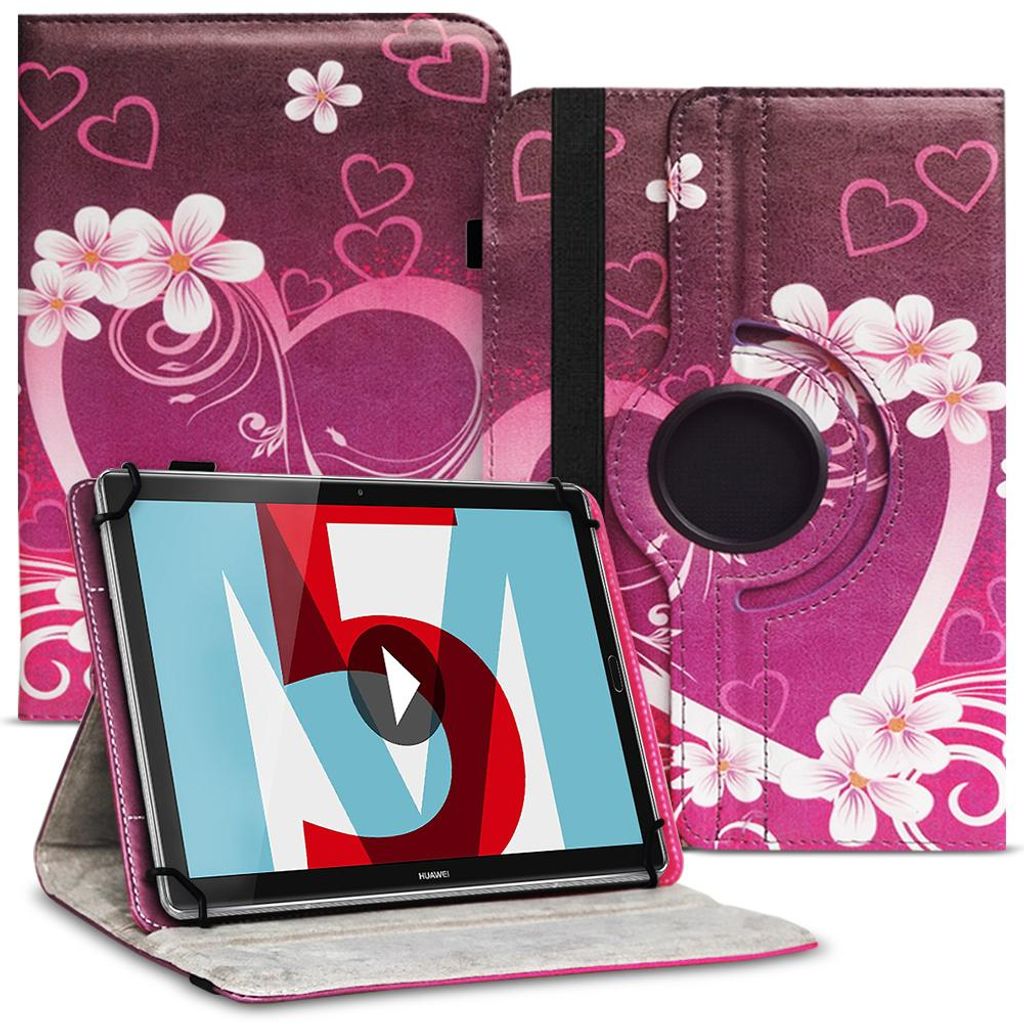 Schutzhülle Huawei MediaPad M5 Lite Tablet Hülle Tasche Case Cover 360° DrehbarFarbe 360 Uni:Motiv 2