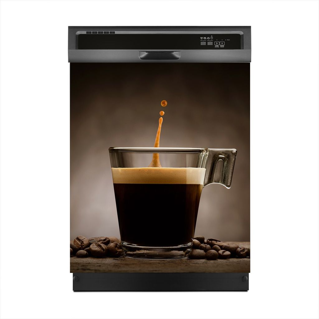 Magnete Dekorative 60x70 cm Küche Magnetmatte Spülmaschine - Schwarzer Kaffee im Glas