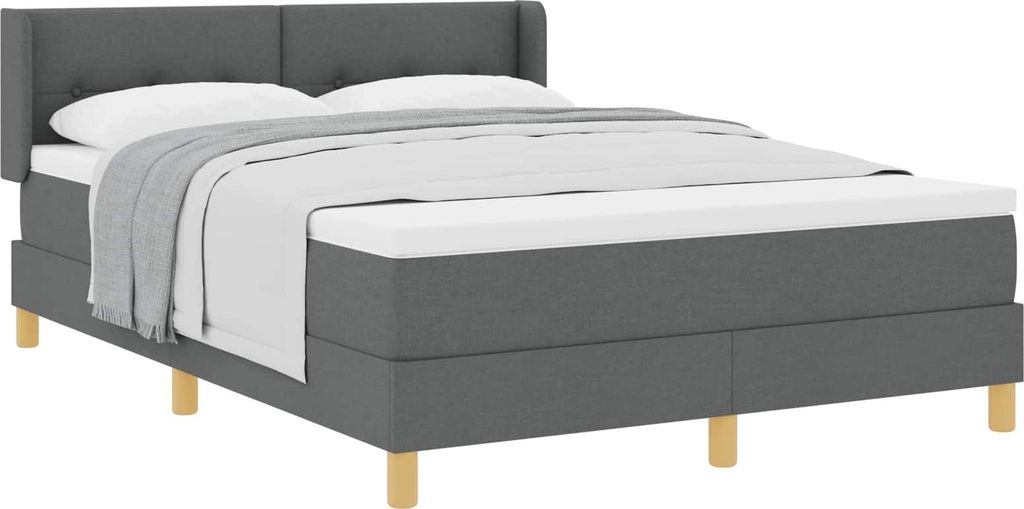 vidaXL Boxspringbett mit Matratze Dunkelgrau 200 x 140 cm Stoff