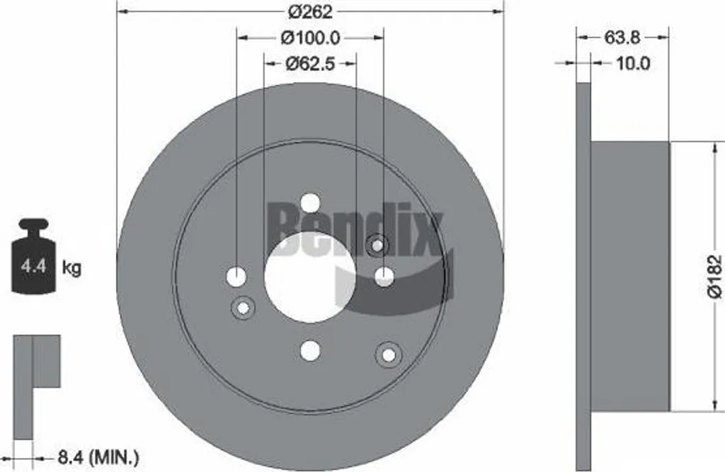 Disque de frein BENDIX BDS1296 haute résistance OE 584111C800 pour i20