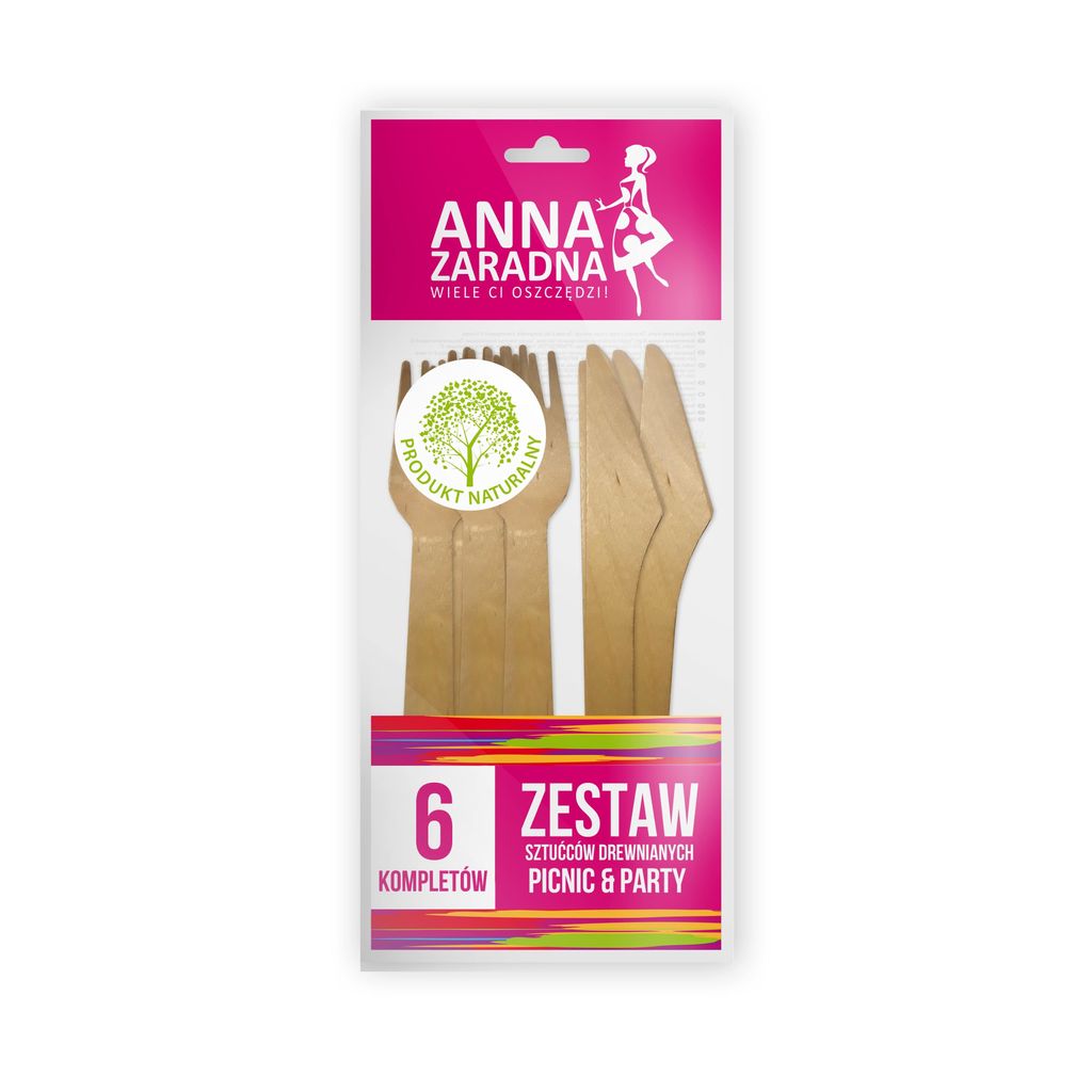 Einwegbesteck SET Messer Gabel 12 tlg. Holzmesser Holzgabel Grill Barbecue Party