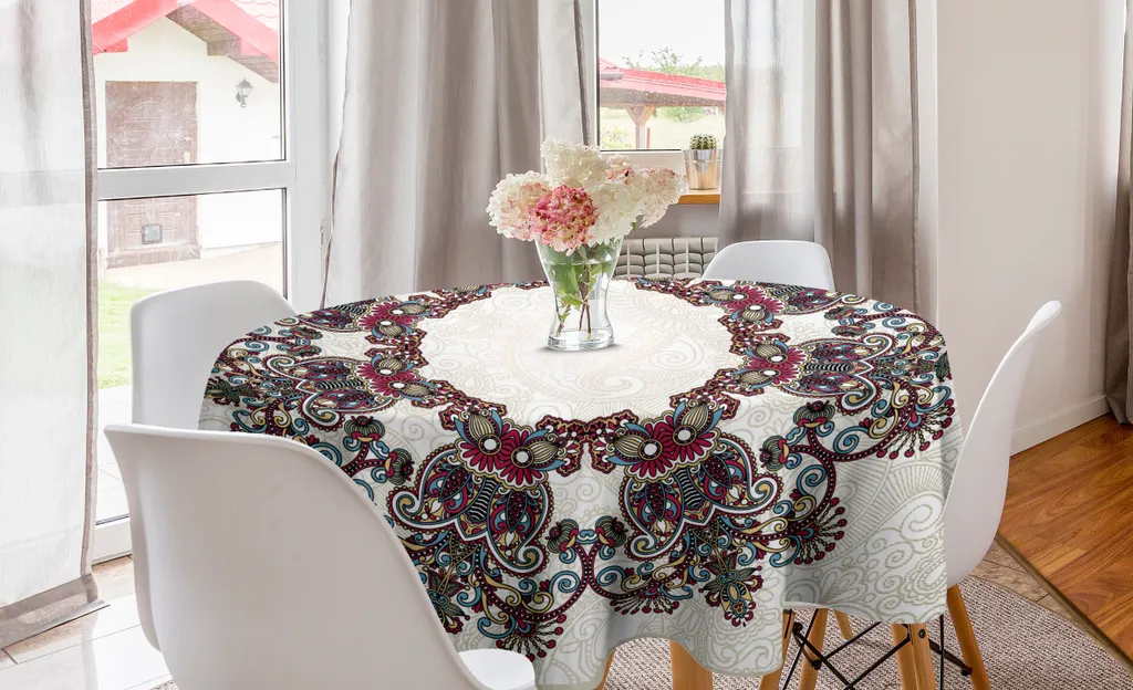 ABAKUHAUS Tovaglia Rotonda Mandala 150cm | Decorazione Cucina Boho