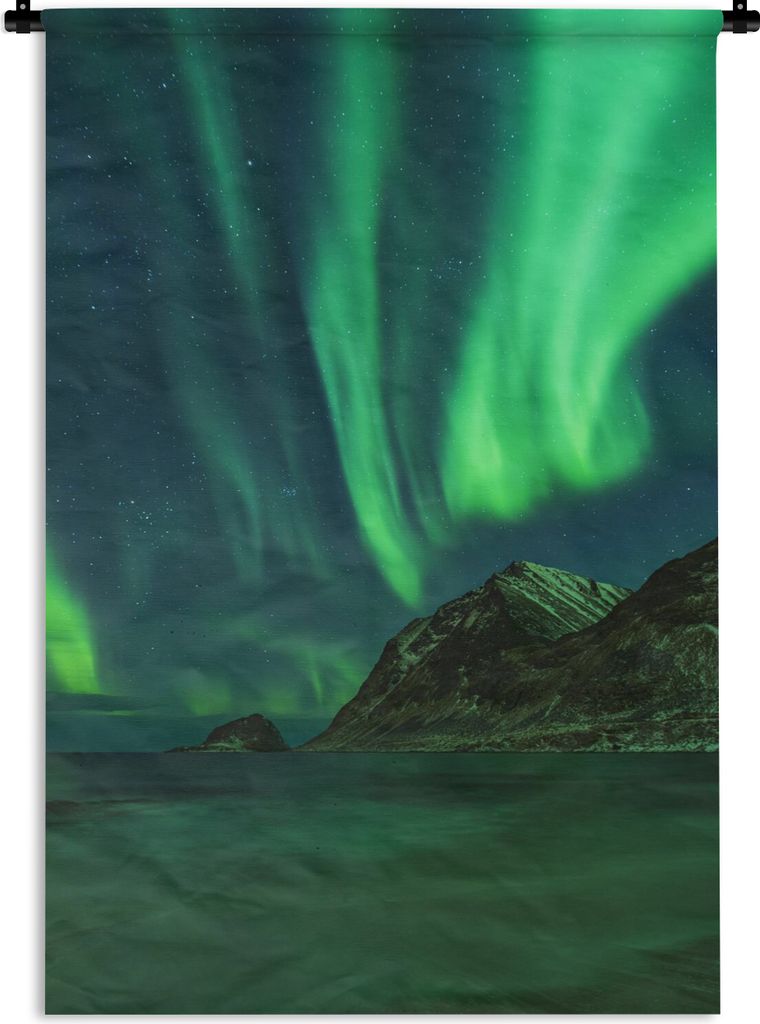 MuchoWow Wandteppich Wandbehang Nordlichter - Sternenhimmel - Norwegen 120x180 cm Tapisserie Dekoration Wandtuch - Schlafzimmer - Dekorationen f...