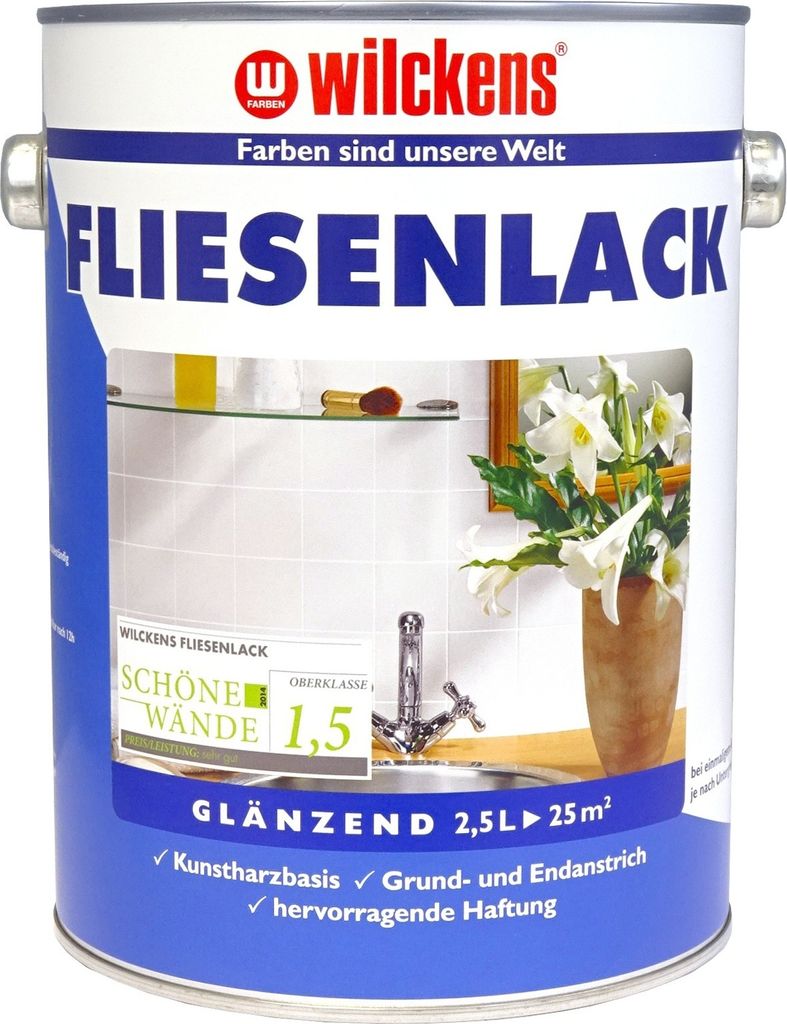 Wilckens 2,5L Fliesenlack weiss Fliesenfarbe Fliesen Lack Produktbild 
