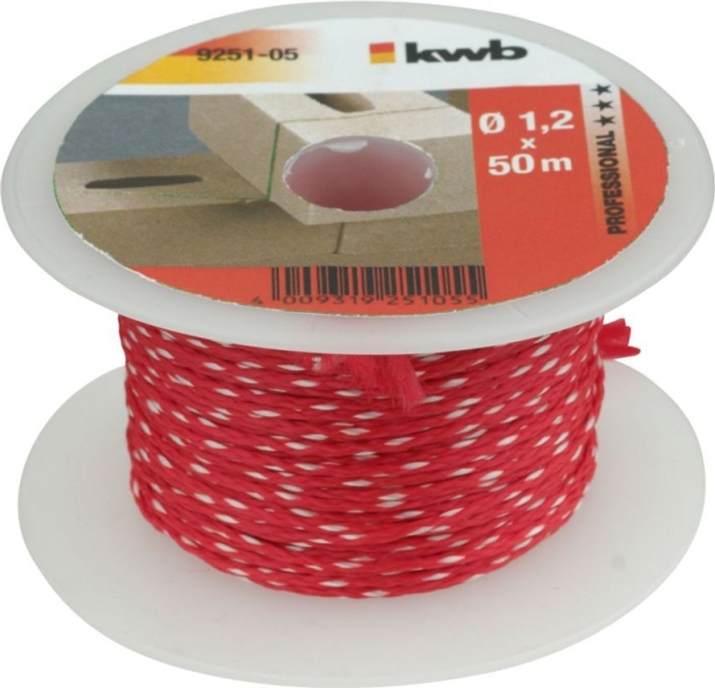 kwb Maurerschnur 50M, Stärke 1 2mm, Richtschnur in Rot 'Längen und Stärken